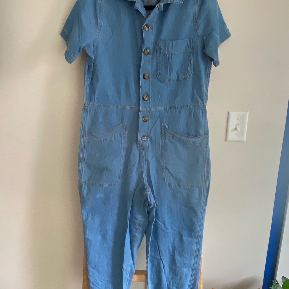 No Boundaries Blue Button-Up Jumpsuit
